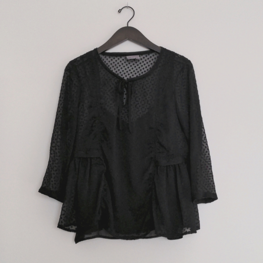 Vanessa Virginia whimsygoth Anthropologie sheer black eyelet blouse w/cami
